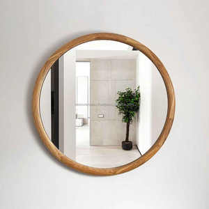 Espejo de pared redondo vintage marco de madera hecho a mano moderno diseño personalizado decoración de alta calidad - Product Image 3