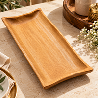 Plateau de service et plateau de table en bois naturel moderne |   Ensemble de décoration rectangulaire pour la maison et la cuisine, finition lisse, pour mariage