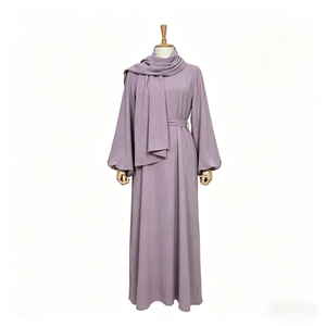Abaya informal de manga larga hecha a mano, de alta tendencia, transpirable, de poliéster, con volantes, largo hasta el suelo. - Product Image 2