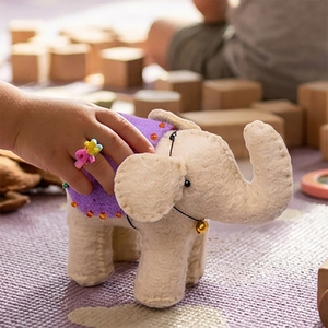 Premium Hand-Stitched Super Soft Plush Woolen Elephant Figure Beads | Artisanal TOY STORY Animal Toys for Preschool Montessori - Product Image 3