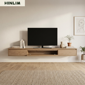 Contemporary Wall Mounted Wood <b>TV</b> <b>Stand</b> Minimalist Modern Floating Design for Living Room 50-54 In <b>TVs</b> - Product Image 3