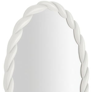 Decoración de Salón de Inspiración Bohemia con Tallado en Madera, Espejo Ovalado con Marco de MDF y Cuerda Trenzada, Estilo Vintage para Salón - Product Image 4