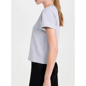 T-shirt femme gris clair, coupe classique, 100% coton, tendance, respirant, tissu de haute qualité. - Product Image 3