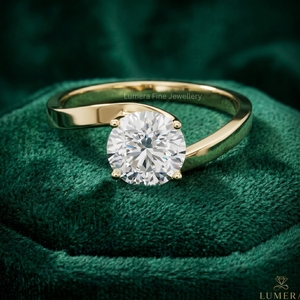 Elegante Anillo Solitario de Oro Amarillo de 9KT, 10KT, 14KT, 18KT con Diamante de Laboratorio IGI, Corte Redondo, Joyería de Boda para Mujer - Product Image 1