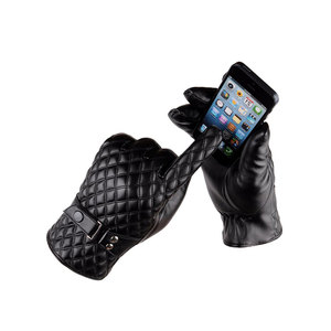Gants en cuir PU noir matelassé de qualité supérieure avec doublure en fausse fourrure, style rétro, longueur poignet, thermiques, pour l'hiver et les occasions décontractées - Product Image 4