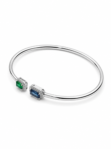 Brazalete de Esmeralda y Zafiro Azul en Plata de Ley 92.5 KLSB-20783 - Product Image 4