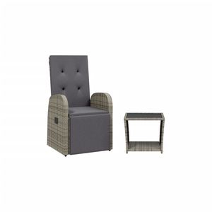 Juego de Comedor de Jardín de Ratán PE Gris con Reposabrazos Ajustables Medianos, Sillas de Jardín Cómodas - Product Image 2