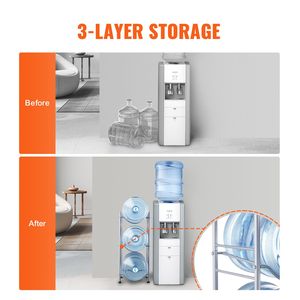 Portabottiglie d'acqua a 3 livelli per impieghi gravosi, in ferro, a fila singola, per bottiglie d'acqua da 5 galloni, porta 3 bottiglie a fila singola - Product Image 3