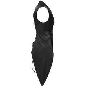 Chaleco gótico steampunk irregular para hombre con cadena asimétrica y alas de murciélago - Negro - Product Image 3