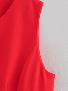 Chaleco Casual de Moda para Mujer, Color Rojo, Cuello Redondo, Cierre con Cinturón, Transpirable y Resistente al Viento, Invierno 2026 - Product Image 3