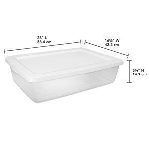 Set of 2 Clear <b>Plastic</b> <b>Storage</b> <b>Bins</b> 28 Quart with Snap on White Lids - Product Image 4