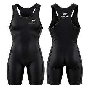 SINEWY <b>Women's</b> Black One-Piece MMA Romper Fitted Moisture Wicking Sports Apparel for Adults - Product Image 1
