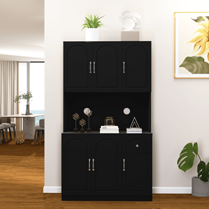 Mobile dispensa da cucina autoportante da 71 pollici con piano d'appoggio per forno a microonde, credenza regolabile a 6 ante - Product Image 1