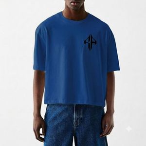 Camiseta Extra Grande de Primera Calidad para Hombre, 100% Algodón, con Logotipo Personalizado Serigrafiado, Color Azul Marino, de Secado Rápido y Cuello Redondo - Product Image 6
