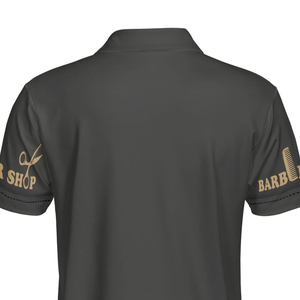Camiseta de poliéster personalizada con MOQ bajo, ropa de trabajo de manga corta para peluquería, cuello redondo, unisex - Product Image 5