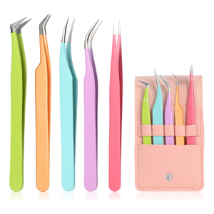 Precision Medical Steel Eyelash Tweezers Set 5pcs Colorful Beauty Care <b>Tools</b> for Lash Extensions Volume False Hair Picking <b>Tools</b> - Product Image 1