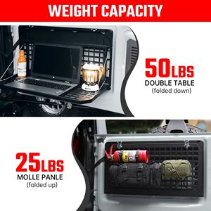 แผงอุปกรณ์เสริม MOLLE สำหรับรถฟอร์ด บรองโก ปี 2021-2024 ชั้นวางสัมภาระอะลูมิเนียมอัลลอยพับได้ด้านหลัง โต๊ะท้ายรถสำหรับจัดเก็บสัมภาระด้านหลัง - Product Image 2