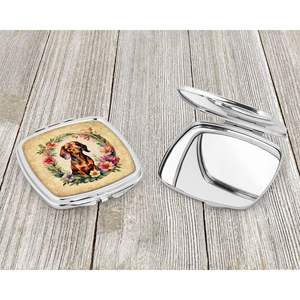 Dachshund Flowers Compacto Viaje Maquillaje Espejo Plegable Diseño de mano Regalo para mujeres y niñas - Product Image 3