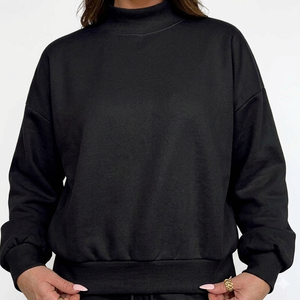 Sweat-shirt à col roulé pour femme en polaire respirant, confortable, coupe oversize, décontracté, printemps-été, avec logo frontal - Product Image 5