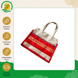 Bolso de compras de yute biodegradable ecológico de alta calidad con cierre de cremallera y estampado completo, última moda. - Product Image 2