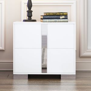 Elegante Comodino Bianco con 2 Cassetti e Maniglia in Metallo, Comodino a Specchio per Camera da Letto o Soggiorno, Uso Domestico - Product Image 6