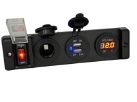 Panel de Interruptores con Reinicio Automático, Doble Puerto USB y Tomas de Corriente Auxiliares de 12V para Autos, Camiones, Barcos y Autocaravanas