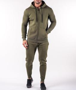 Ensemble de survêtement pour homme personnalisé en molleton léger 350G avec fermeture éclair, col à capuche, coton et polyester, hiver, 2 pièces, décontracté - Product Image 4
