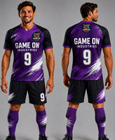 Uniforme de Fútbol Sublimado de Primera Calidad, Secado Rápido, Diseño Moderno, Patrón Sólido Multicolor, Unisex