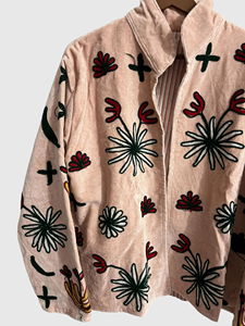 Blouson en coton brodé à la main avec motif floral, manches longues, col montant, style Prairie Chic, veste pour femme, style printemps - Product Image 5