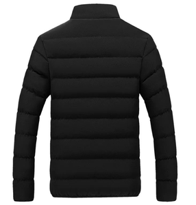 2025 Men's Casual Winter Thickened Stand Collar Warm Padded Windproof Zipper Front Logo Puffer <b>Jacket</b> - Product Image 2
