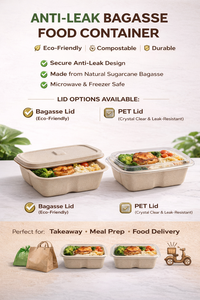 Export Quality 500ml Biodegradable Sugarcane Bagasse Disposable Anti Leak Food <b>Container</b> with Lid Recutangler Shapes Bowls 2026 - Product Image 6