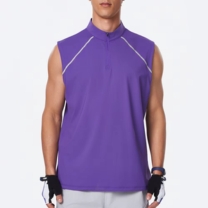 เสื้อกล้ามกีฬาผู้ชายสีขาวแบบแห้งเร็ว คอตั้ง พร้อมดีเทลซิป - Product Image 2