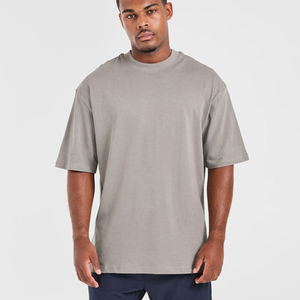 High Quality Summer Blank Design Casual Short Sleeve Breathable O-Neck Cotton Solid Color <b>Drop</b> Shoulder Oversized Men's T-shirts - Product Image 3