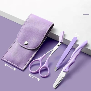 Tijeras para Cejas Personalizadas con Peine, Juego de 3 Piezas, Portátiles, Marca Privada, Herramientas de Maquillaje para Recortar y Arreglar las Cejas - Product Image 1