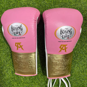 ถุงมือชกมวยแบบผูกเชือก Professional No Boxing No Life หนังวัวแท้ บุหนา 4 ชั้น ระบายอากาศได้ดี ซึมซับความชื้น - Product Image 3