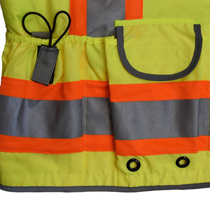 Men's Safety Vest Multi Functional Usage <b>Top</b> Rating Vest Neon Color Zip Up <b>Reflective</b> Tape Work Vest With Custom Designed Logo - Product Image 6