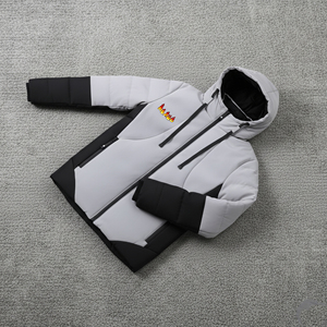 <b>Men's</b> Hooded Puffer <b>Jacket</b> Winter Thick Warm Color Blocking Zipper Front Logo Casual Long Sleeve Outerwear - Product Image 4