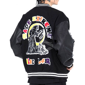 Streetwear Casual Manufacturer Oem Factory Wholesale Custom <b>Varsity</b> <b>Jackets</b> <b>Men</b> Waterproof Breathable Windproof High Quality OEM - Product Image 2