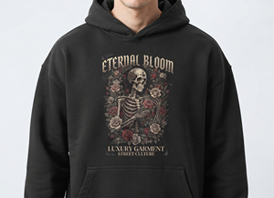 เสื้อฮู้ดดี้ผู้ชายสีดำลายกราฟิกโครงกระดูกสไตล์โกธิคสตรีทแวร์สุดหรู ผลิตจากโพลีเอสเตอร์/คอตตอน สำหรับฤดูหนาว ออกแบบเองได้ พิมพ์ลายดิจิทัล - Product Image 5