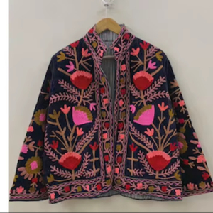 Statement Velvet Suzani Embroidered Jacket Boho Vintage Ethnic <b>Coat</b> Unique Handmade Designer Wear Wholesale Price - Product Image 1