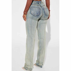 Wholesale Custom Women's High-Waist Denim <b>Jeans</b> <b>Tummy</b> <b>Control</b> Stretchy Straight Leg <b>Jean</b> Pants Sexy Retro Apparel Clothing - Product Image 2