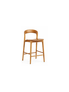 Tabouret de bar en bois moderne au design minimaliste, structure en bois massif durable pour bar à domicile et usage commercial - Product Image 1
