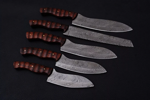 Ensemble de couteaux de cuisine en acier Damas de qualité supérieure, manche en bois naturel, ensemble de cuisine professionnel, usine OEM - Product Image 2