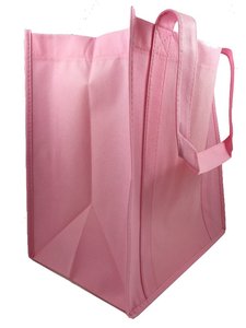 Reusable Grocery Tote <b>Bag</b> Pink PL Bottom Shoulder Handle Blank Custom Print Ready Wholesale Bulk Promotional Eco <b>Market</b> Shopping - Product Image 5