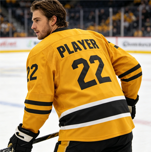 Maillot de hockey sur glace pour homme, jaune, noir, blanc, sublimé, manches longues, respirant, uniforme de sport, coupe régulière pour adulte - Product Image 5