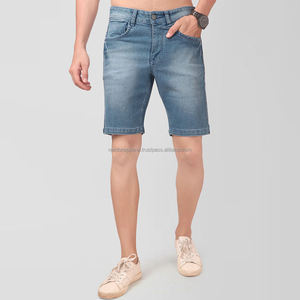 Nardon Apparel personalizado 100% algodón pantalones cortos de mezclilla hombres verano ODM recto Jeans cordón lavable media cintura tejido sólido - Product Image 4