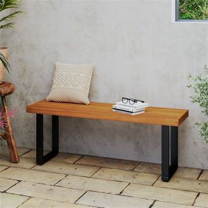 Panca da pranzo da esterno in legno massello di acacia, 2 pezzi, capacità di carico 800 libbre, per patio e giardino - Product Image 6