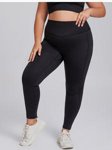 <b>Women</b> High Waisted Tummy Control <b>Leggings</b> <b>Navy</b> Blue Solid Full Length Athletic Pants With Pockets - Product Image 3