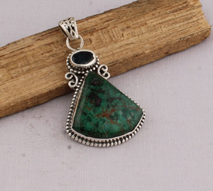 Pendentif vintage en argent sterling 925 avec turquoise tibétaine, vente en gros, pendentif en pierre précieuse turquoise naturelle, fait main, style antique - Product Image 6