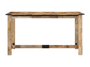 Table de salle à manger rectangulaire en bois de manguier massif, pliable, durable, écologique, de style industriel européen, avec pieds en bois noir naturel - Product Image 2